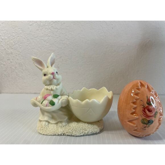 Jade Collection Ceramic( PAIR )of Bunnies Easter Spring Decor Figurines - Picture 11 of 12